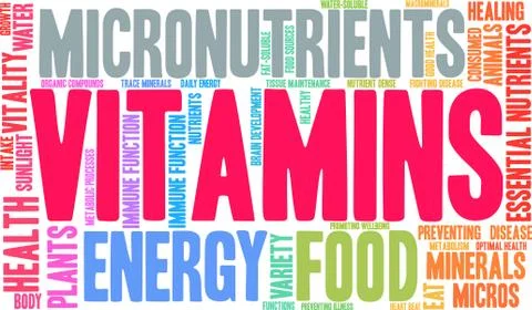 Vitamins Word Cloud Ilustração Stock