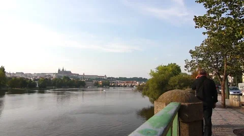 The Vitava River in Prague Stock Footage 42452036
