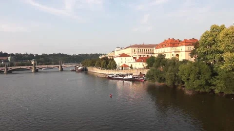 The Vitava River in Prague Stock Footage 45983257