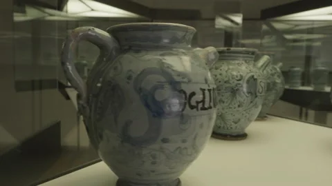 Viterbo museum ceramic plate Stock Footage 153907129