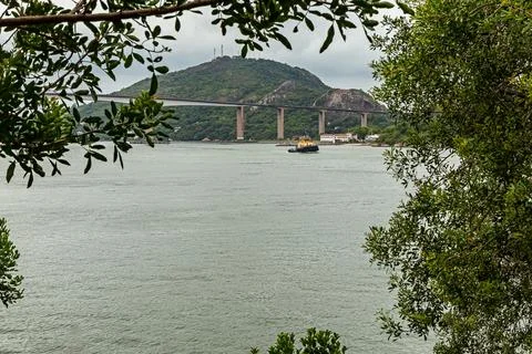 Vitoria bay, third bridge in the background, cloudy day. Stock Photos