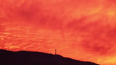 Vitosha TV Tower Sunset Timelapse with Moving Clouds, 2019 Stock Footage 322636424