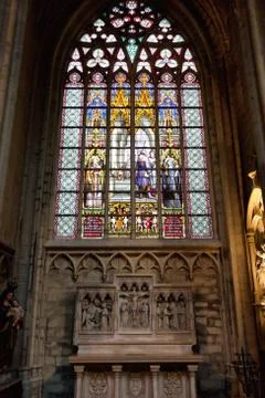 Vitrage Interior of St. Michael Cathedral Stock Photos