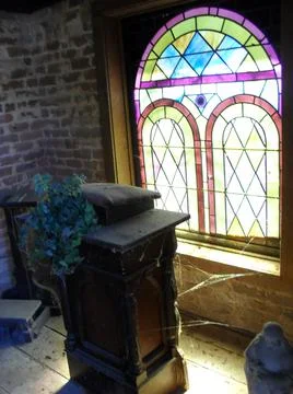 Vitral in chapell Foto stock