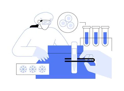 Vitrification for eggs and sperm abstract concept vector illustration. Ilustración de archivo