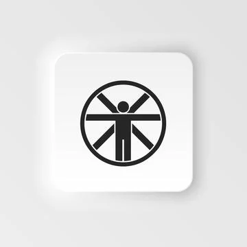 Vitruvian, man. Bioengineering neumorphic style vector icon. Biotechnology for Stock Illustration
