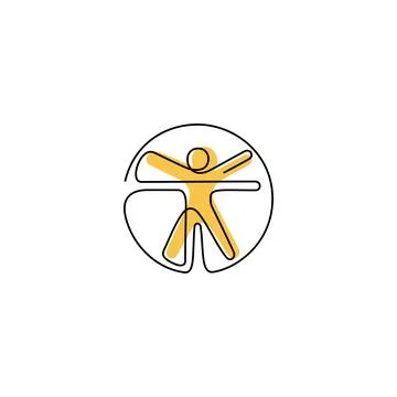 Vitruvian Man continuous line vector icon Stock-Illustration