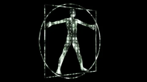 Vitruvian Man data array silhouette. Stock Footage 117835274