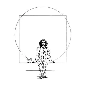 Vitruvian man having rest Stock Illustration