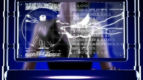 Vitruvian Man on the LED display Stock Footage 10703831