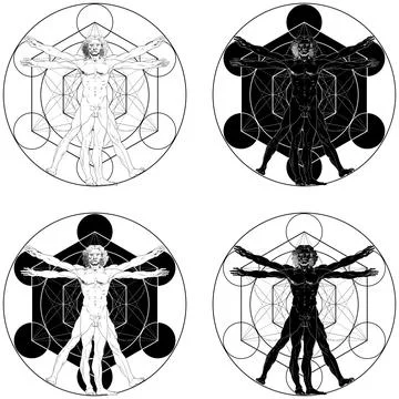 Vitruvian Man with Metatron Background Stockillustratie