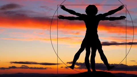 The Vitruvian man: Time Lapse at Twilight with Colourful Sky Stock Footage 248514271