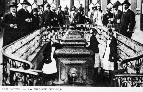 Vittel, the great source, postcard 1900 Stock Illustration