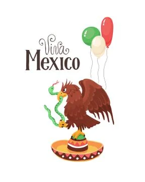 Viva mexico with eagle Illustrazione stock