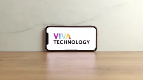 Viva Technology logo displayed on mobile phone Stock Footage 245224748