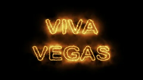 Viva Vegas Glowing Fire Text on Dark Background Stock Footage 337266844