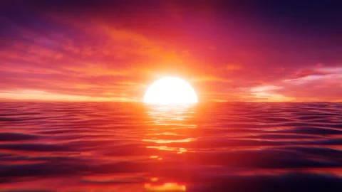 Vivid 3d Ocean Sunset Stock Footage 229862039
