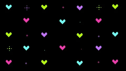 Vivid 8bit Heart Sparkle Loop Black Stock Footage 329732027