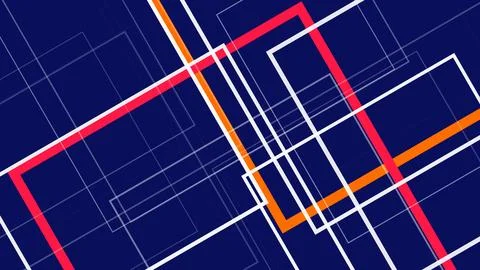 A vivid abstract background blends crisp geometric frames, grid lines, and .. Ilustração Stock