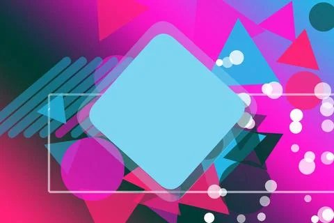 A vivid abstract composition of geometric forms, glowing spheres, and soft .. Stock Illustration