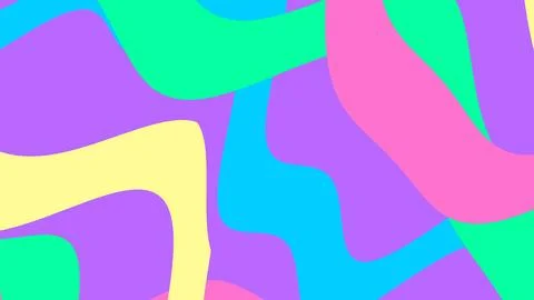 Vivid abstract composition with interlocking curved shapes in neon tones and  Stock Illustration