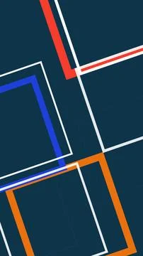 Vivid abstract composition of layered frames and diagonal stripes in deep n.. Illustrazione stock