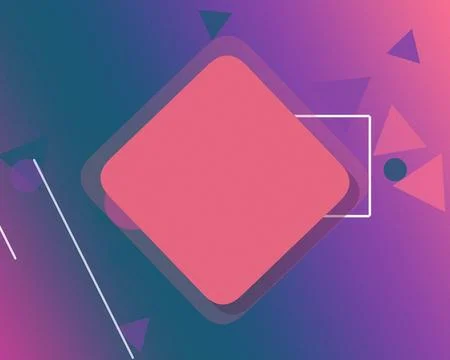 A vivid abstract composition of layered rounded polygons and fine lines glo.. 스톡 일러스트