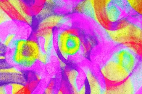 Vivid Abstract Graffiti Pattern in Neon Purple, Yellow, Pink for 80s, Y2K Art 스톡 일러스트