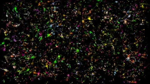 Vivid Abstract Neon Lights Dynamic Cosmic Like Particles Stock Footage 297208105