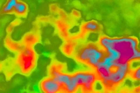 Vivid Abstract Thermal Map Style Background with Green Red and Purple Tones Stock Illustration