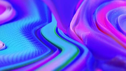Vivid Abstract Waves in Neon Hues Surreal Art with Bold Colorful Patterns Stock Footage 341781553