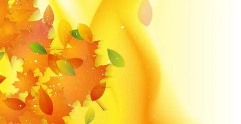 Vivid autumn fall wavy background with leaves and dots Stock Illustration
