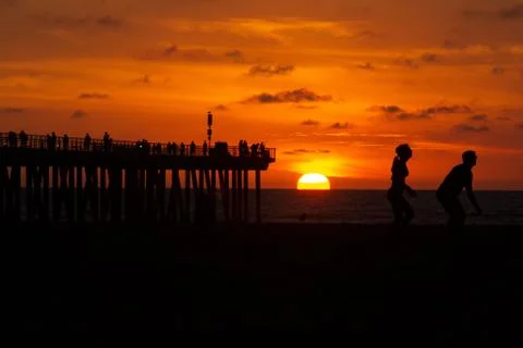 Vivid Beach Sunset Stock Photos