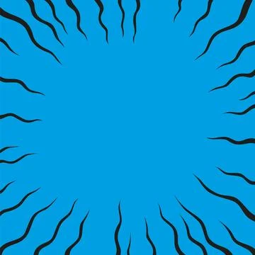 A vivid blue background featuring black lines radiating outward from it Stock Illustration