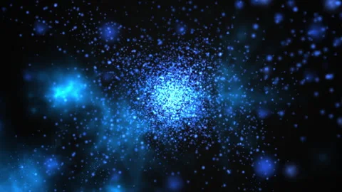 Vivid Blue Cosmic Explosion in a Starry Night Sky Видео 304098330