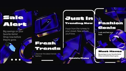 Vivid Blue Iridescent Shapes Bundle Stock After Effects