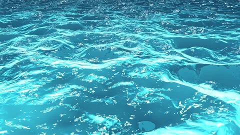Vivid Blue Ocean Water Surface with Waves and Ripples. Illustrazione stock