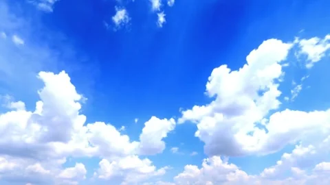 Vivid Blue Sky with Fluffy White Cloudscape Stock Footage 311530249