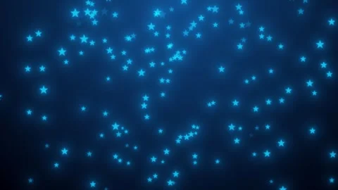 Vivid Blue Star Shapes Moving and Sparkling on Dark Background Video stock 322099342