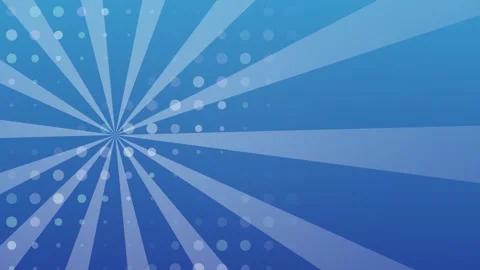 Vivid Blue Sunburst Background with Rotating Rays and Halftone Pattern Stock Footage 345197625