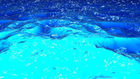 Vivid Blue Water Surface with Splash and Waves. Stock Photos