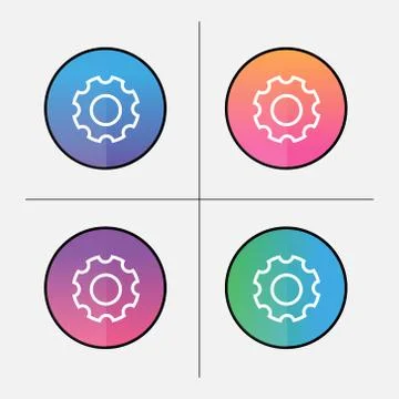 Vivid buttons bundle with settings outline icon on the multicolored backgroun Stock Illustration