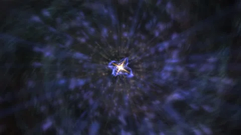Vivid Central Light Burst in Deep Space With Radiant Blue Energy Rays Stock Footage 321887450