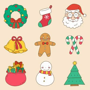 Vivid christmas element set Stock Illustration