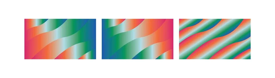 Vivid Chromatic Gradient Wave Backgrounds Bundle with Bold Multicolor Curve.. イラスト素材