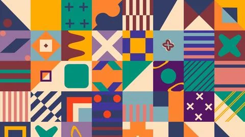 Vivid Color Geometric Pattern Design Stock Illustration