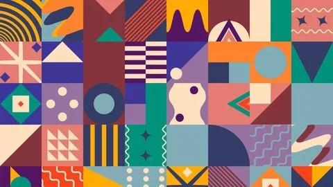 Vivid Color Geometric Pattern Design Stock Illustration