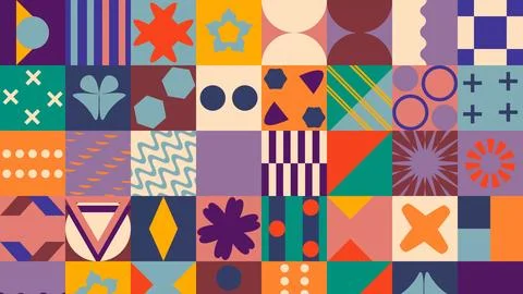 Vivid Color Geometric Pattern Design Stock Illustration