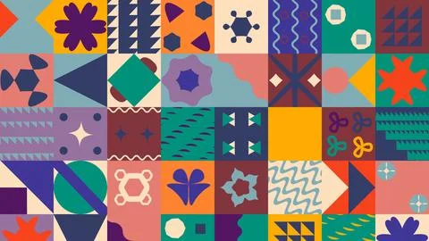 Vivid Color Geometric Pattern Design Stock Illustration