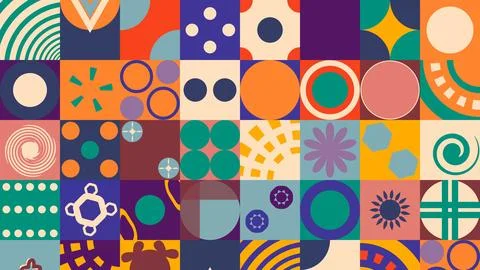 Vivid Color Geometric Pattern Design Stock Illustration